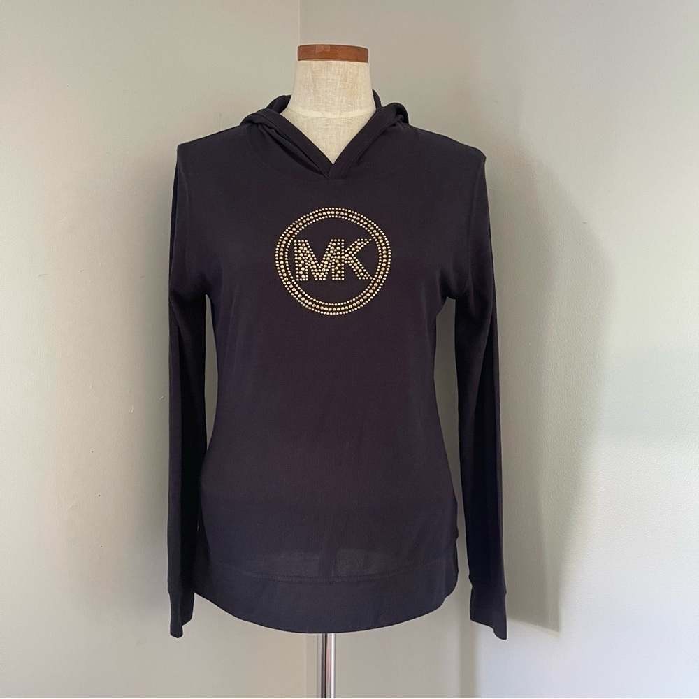 Michael Kors Navy Blue knit hooded top Size medium
